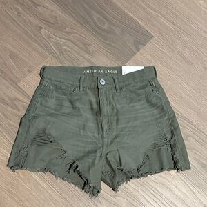 American Eagle Outfitters Green Distressed Jean Shorts